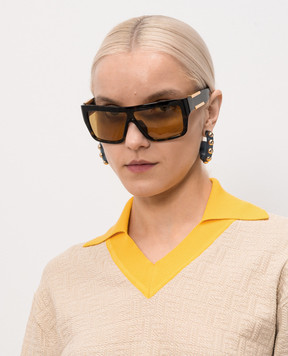 Bottega Veneta Brown Tortoiseshell Injected Aviator Sunglasses 872385VBL80