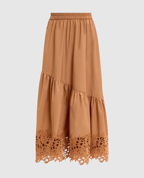 Twinset Brown midi skirt with ruffle 261LB2ACC