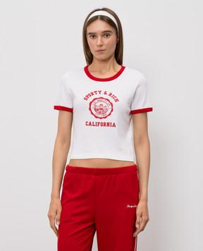 Sporty & Rich White T-shirt with logo print TO073710509WH52