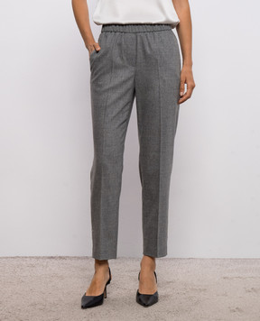 Peserico Gray wool pants with monil chain A0457203358