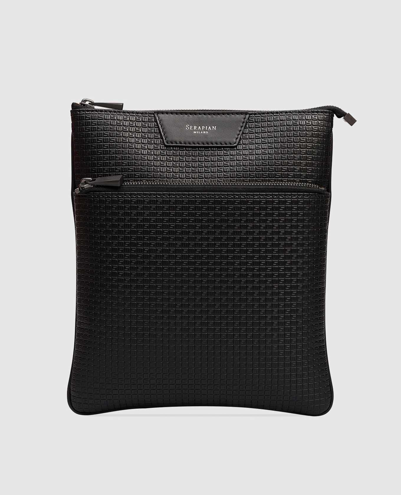 

Black leather bag with monogram embossing Serapian