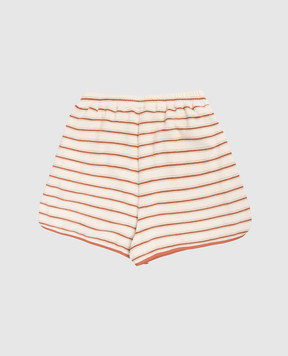 Brunello Cucinelli Children's beige shorts in a stripe with silk BQ987P261C