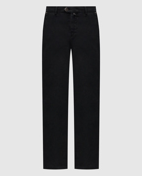 Kiton Black pants with logo patch UFPPEK0100H