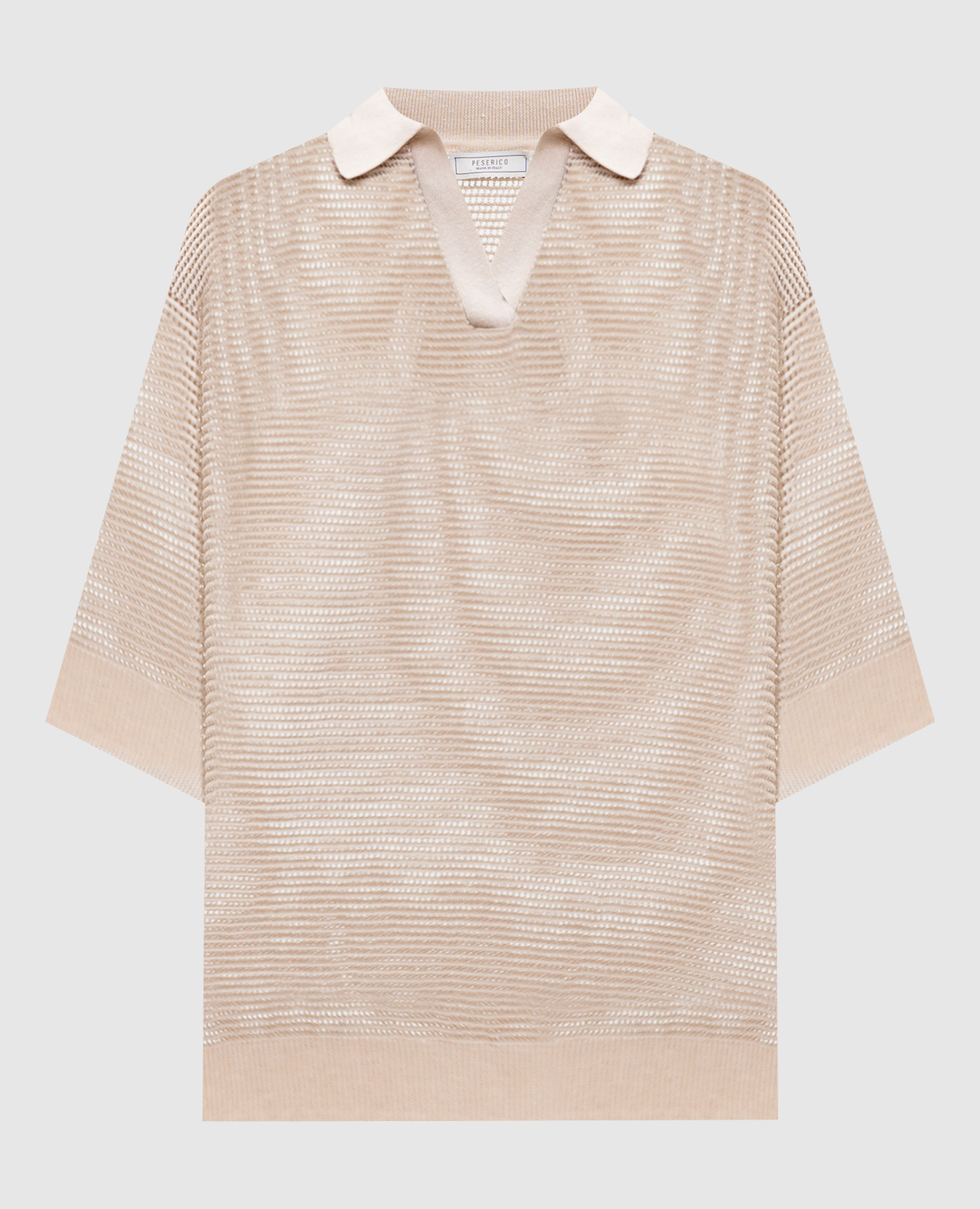 Beige top with polo collar