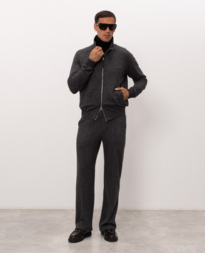 Tom Ford Gray wool patterned pants JAL039JMC114