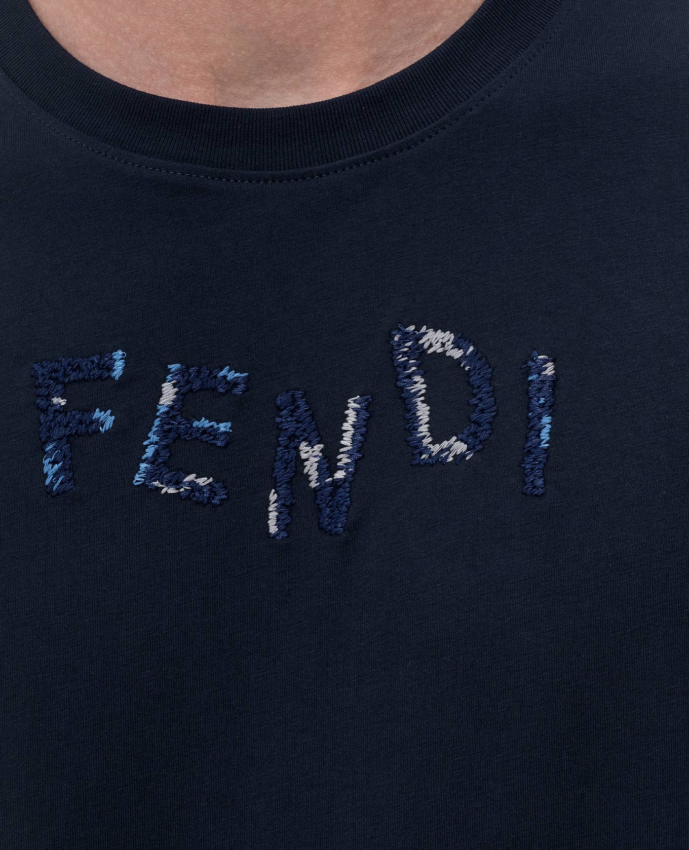 

Blue T-shirt with embroidered logo Fendi