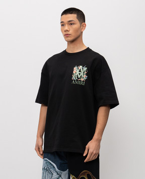 AMIRI Black T-shirt with floral print AMTOJR1122