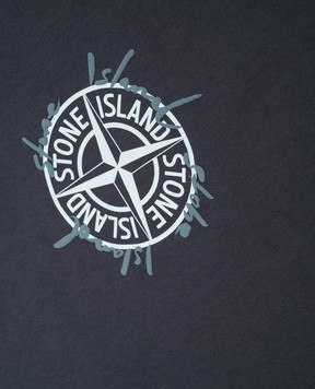 Stone Island Children's blue T-shirt with embroidered emblem L1S162100011S036968