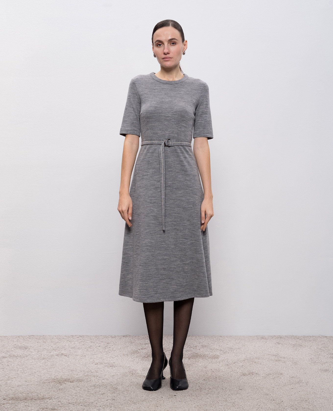 

Gray melange dress with wool Peserico, Grey