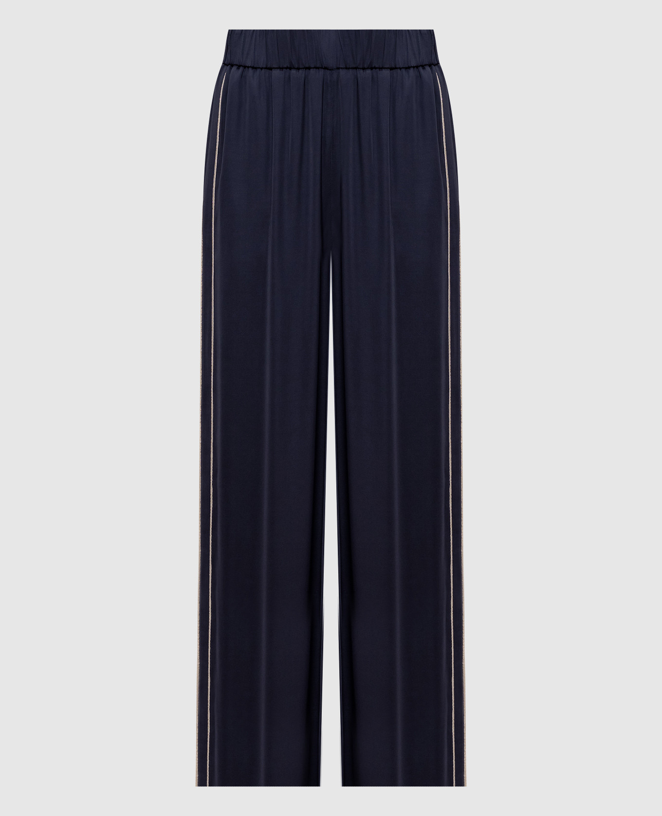 

Blue palazzos with a monil chain Peserico