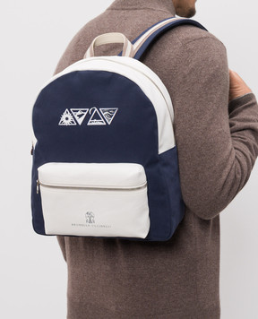 Brunello Cucinelli Children's blue backpack with print BDYTOB131