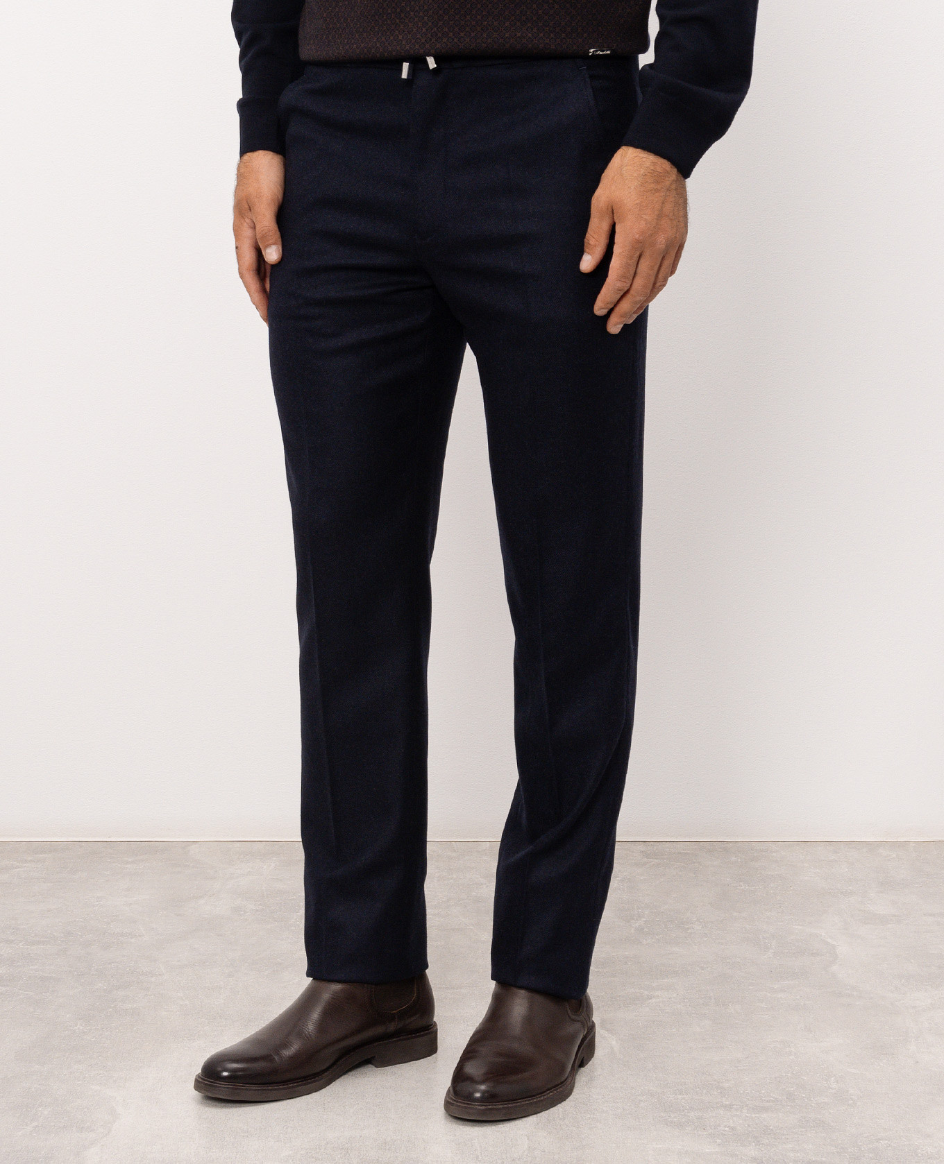 Blue wool and cashmere pants Enrico Mandelli 3