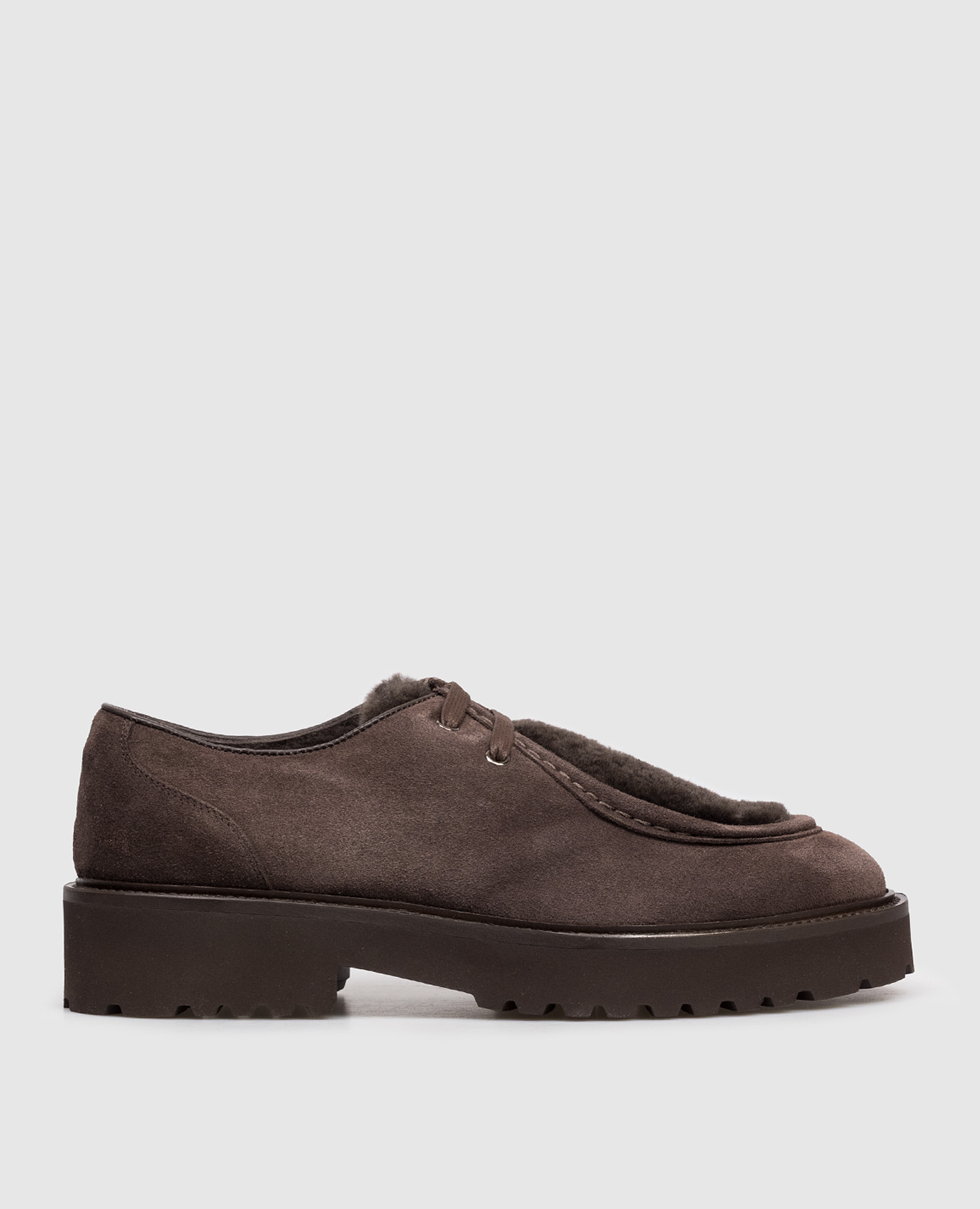 

Dorotea brown suede derby shoes with fur trim Doucal's