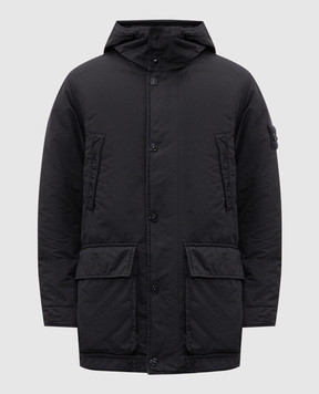 Stone Island Blue down parka with logo patch L2S154100062S0F27