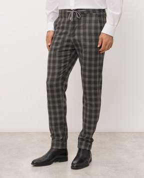 Marco Pescarolo Gray cashmere checked pants CARACCIOLO5448