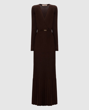 Twinset Brown dress with pleating 262TT3450