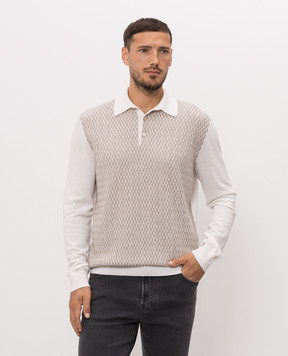 Stefano Ricci Ivory wool, cashmere and silk polo with pattern KE04003P03E26360