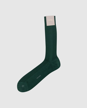 Tom Ford Green socks with monogram embroidery KKS001YMC045