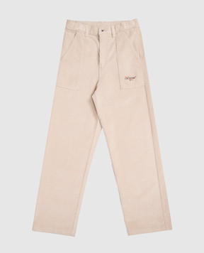 Off-White Children's beige corduroy pants with logo 44BCA00AF5F001