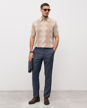 Stefano Ricci Beige polo shirt with patterned silk K818105P13F26171