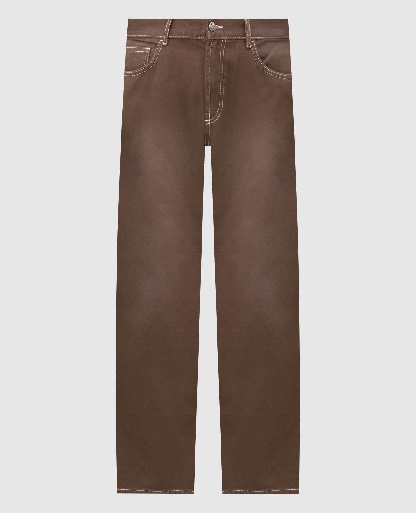 Brown jeans with logo embroidery