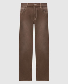 Palm Angels Brown jeans with logo embroidery PMYA049S26DEN007