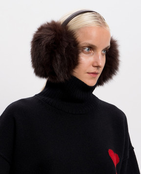 Yves Salomon Brown fox fur headphones 23WAA124XXRDXX