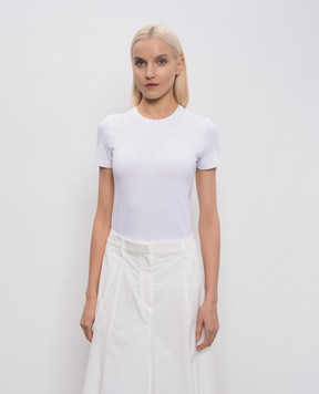 Brunello Cucinelli White T-shirt with a monil chain M0T18B0170