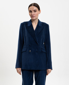 Gabriela Hearst Angela blue double-breasted corduroy jacket 3265113T124