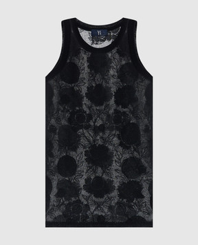 Y`S Yamamoto Black T-shirt with a pattern YKK43036