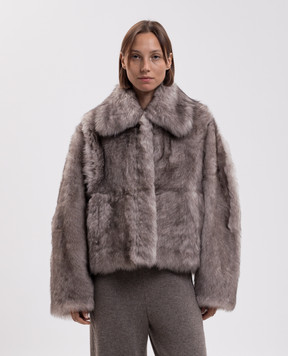 Babe Pay Pls Gray sheepskin coat with turn-down collar 2505TOSKANA