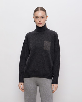 Peserico Gray wool, silk and cashmere sweater with monil chain A99231F07B9283
