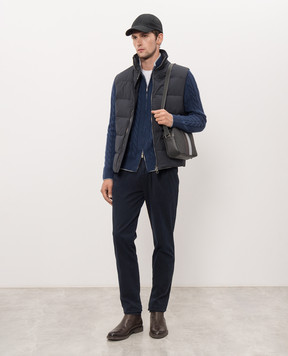 Castangia dal 1850 Blue patterned wool and cashmere cardigan SAS13