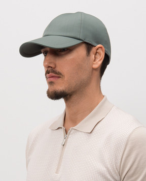 Enrico Mandelli Green wool cap with logo engraving CAP4014531