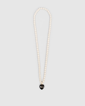 Valentino White necklace with heart-shaped pendant with emblem 8W2J0Y07LTD