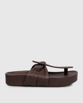 UMA WANG Brown leather flip-flops US9077