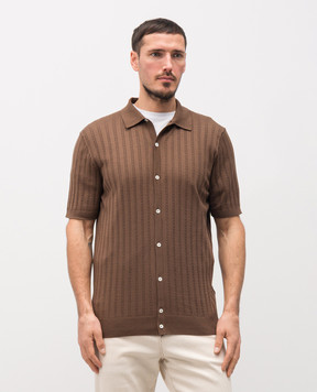 Brett Johnson Brown short-sleeved silk cardigan SS26K16LPOSMOC