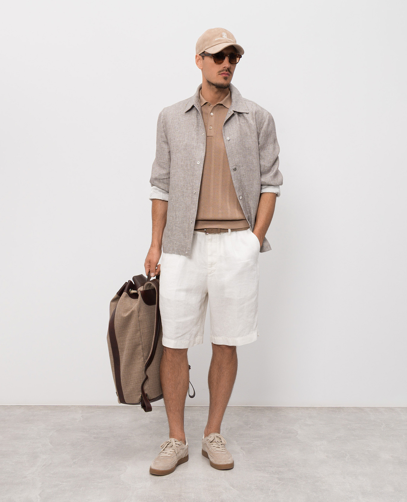 Brown polo with contrasting stripes Brunello Cucinelli 2
