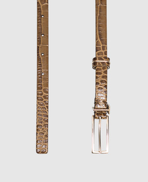 Tom Ford Brown leather belt with crocodile embossed pattern WB331LCL632P