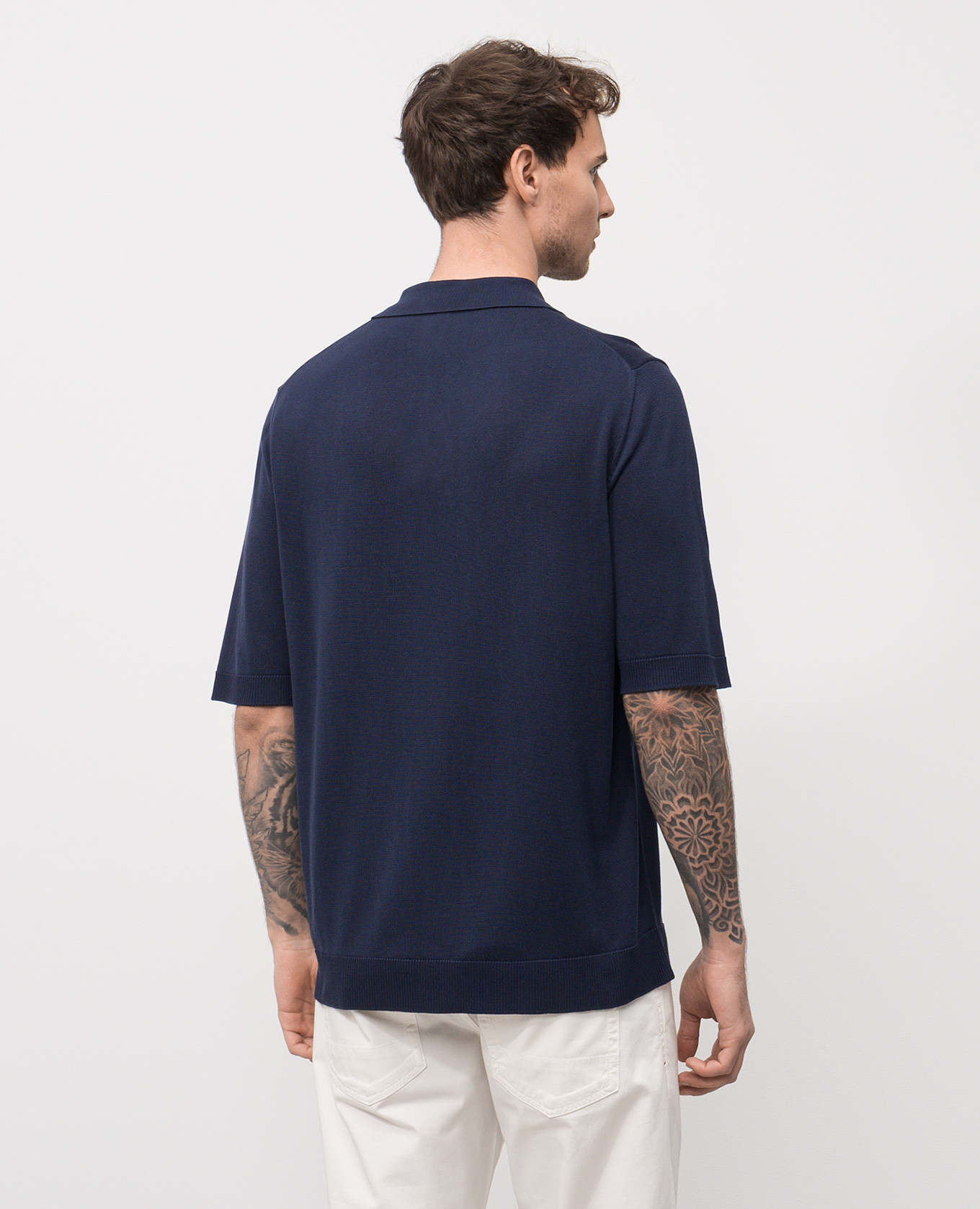 Blue silk polo shirt ISAIA 4