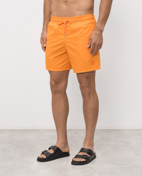 Vilebrequin Orange swim shorts with embroidery MOOED117