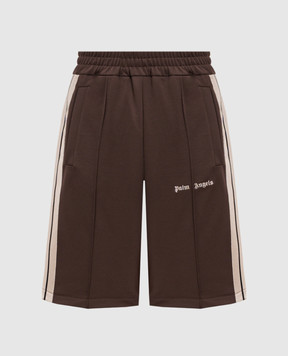 Palm Angels Brown shorts with logo embroidery PMCL009S26FAB001