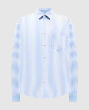 Ami Paris Blue striped shirt with emblem USH766CO0219m