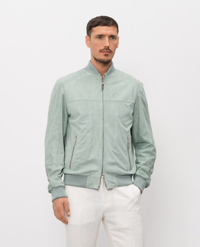 Stefano Ricci Green suede bomber jacket M7J6100172SUEJI3