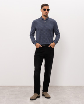 Stefano Ricci Blue wool and silk polo shirt KE06016P30E26302