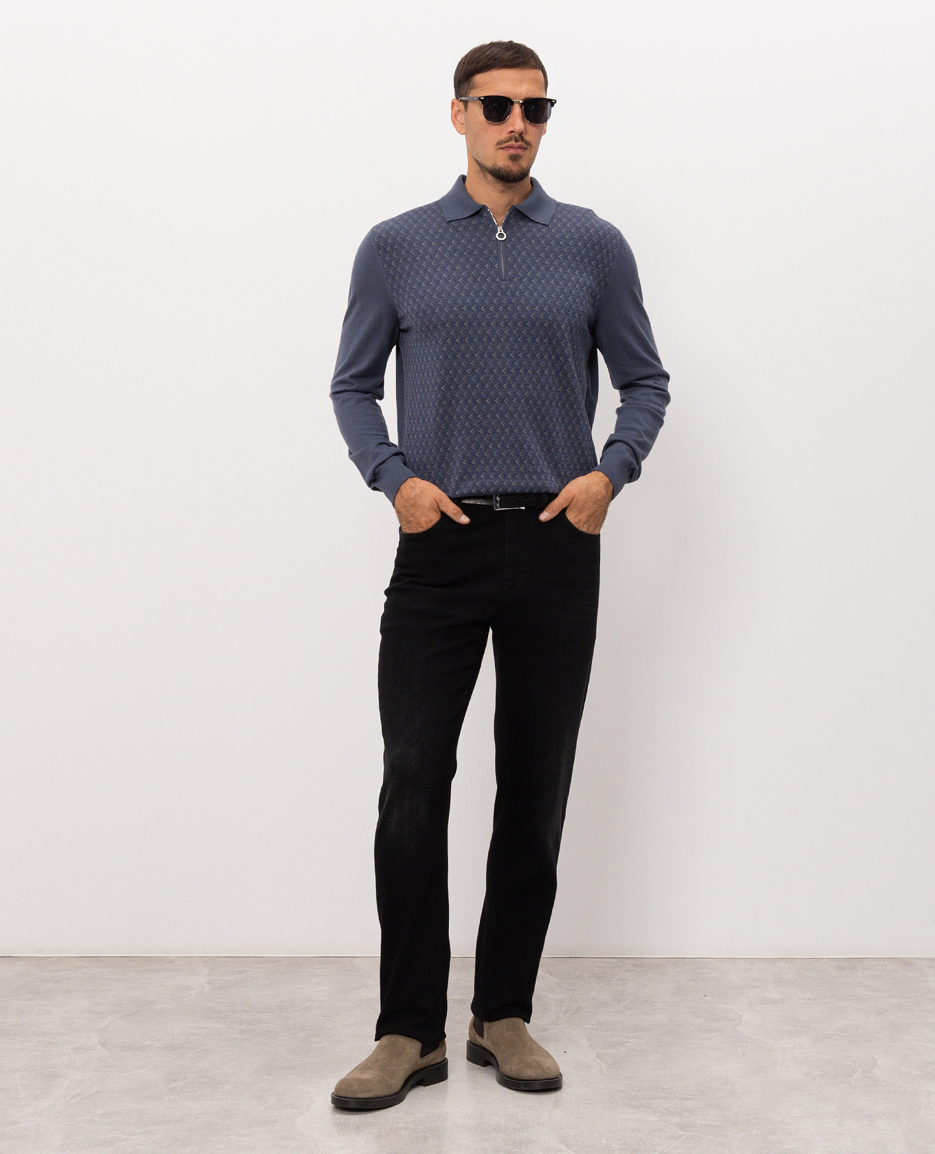 Blue wool and silk polo shirt Stefano Ricci 2