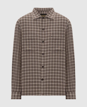 Stefano Ricci Brown cashmere check shirt SP008456BN3226