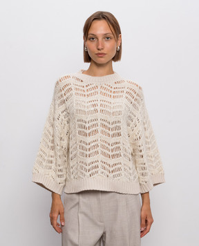 Peserico Beige openwork sweater with sequins A99215F03E9243