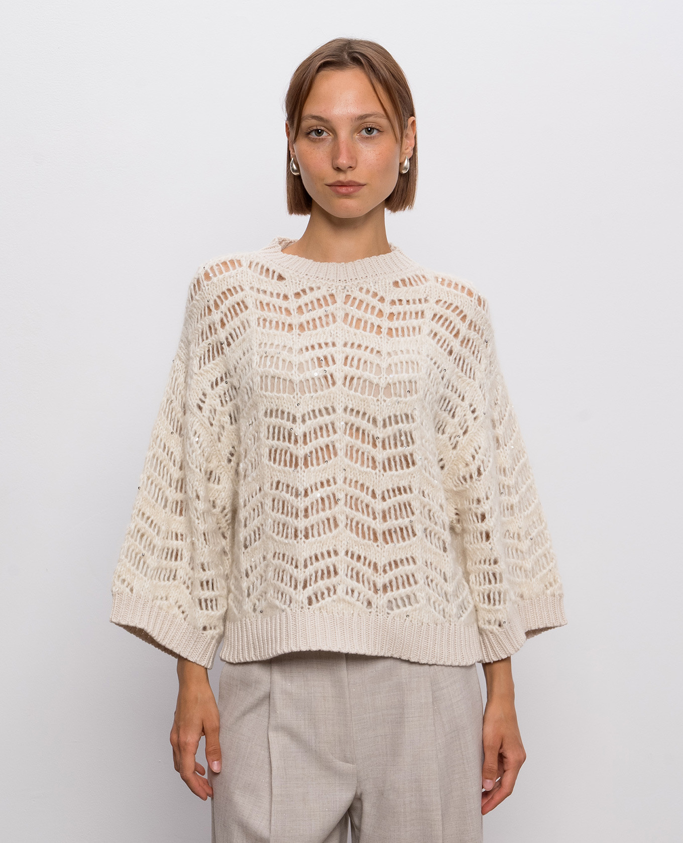 

Beige openwork sweater with sequins Peserico
