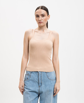 Ermanno Scervino Beige ribbed top D485L762HVT